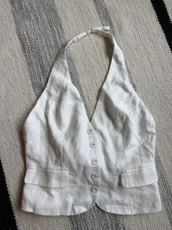 Reformation Aida Linen Vest Open Back - Picture 4 of 5